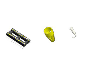 14 Pin 2,54 Mm Đầu cái Nữ Đèn flash màu vàng đồng / Ổ cắm IC Sn Michined L = 7,43mm