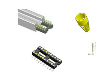 14 Pin 2,54 Mm Đầu cái Nữ Đèn flash màu vàng đồng / Ổ cắm IC Sn Michined L = 7,43mm